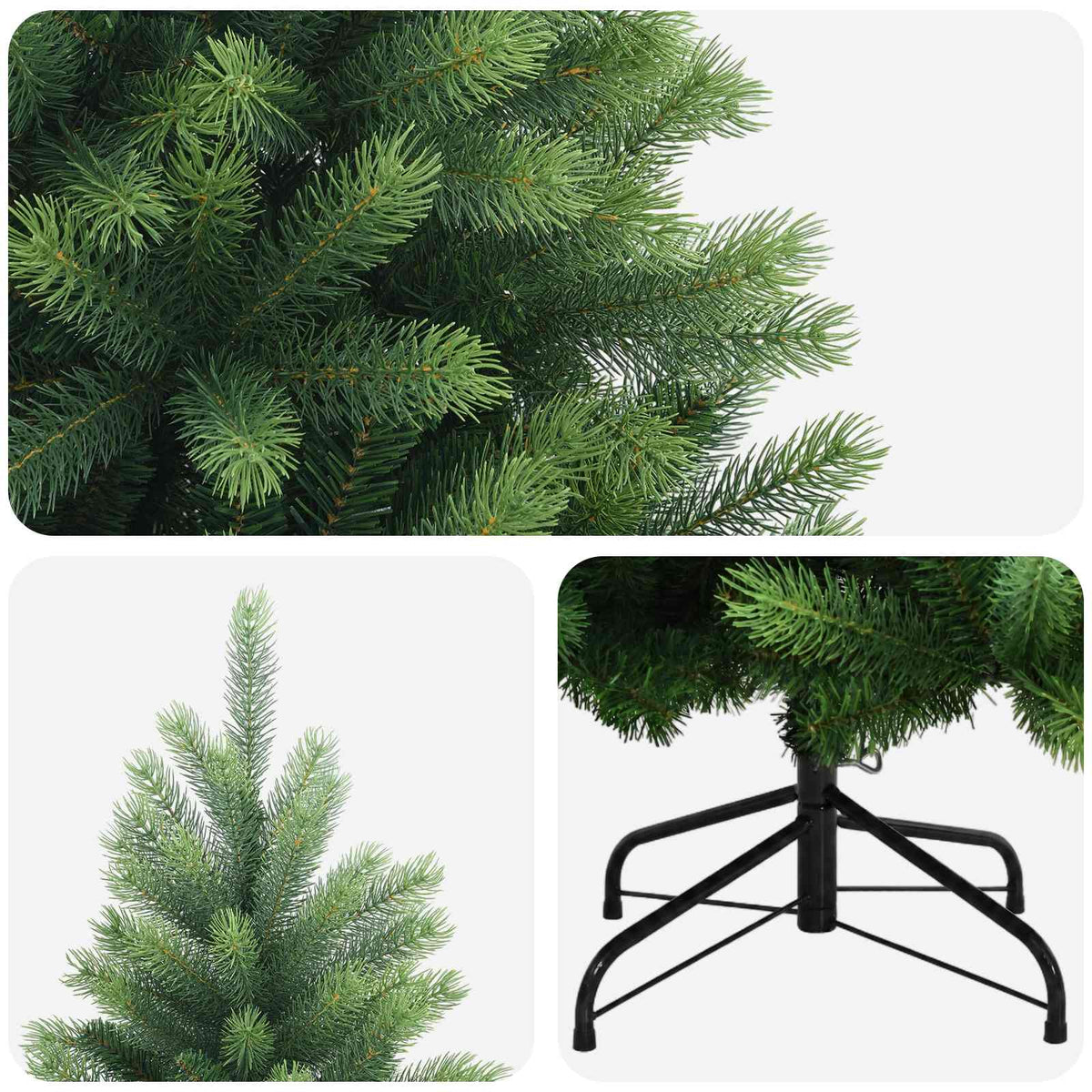 Artificial Hinged Christmas Tree PVC Metal Green