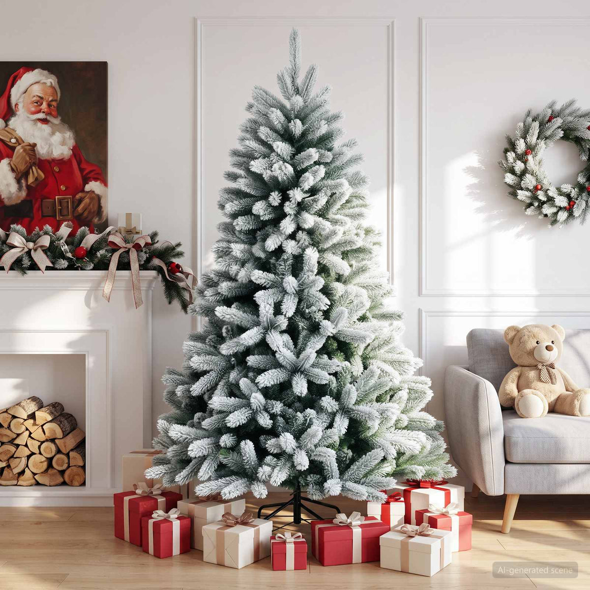 vidaXL Artificial Hinged Christmas Tree 180 cm PVC and Metal 1
