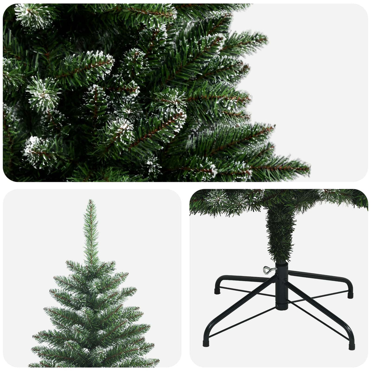 vidaXL Artificial Hinged Christmas Tree 150 cm PVC and Metal Frosted 4