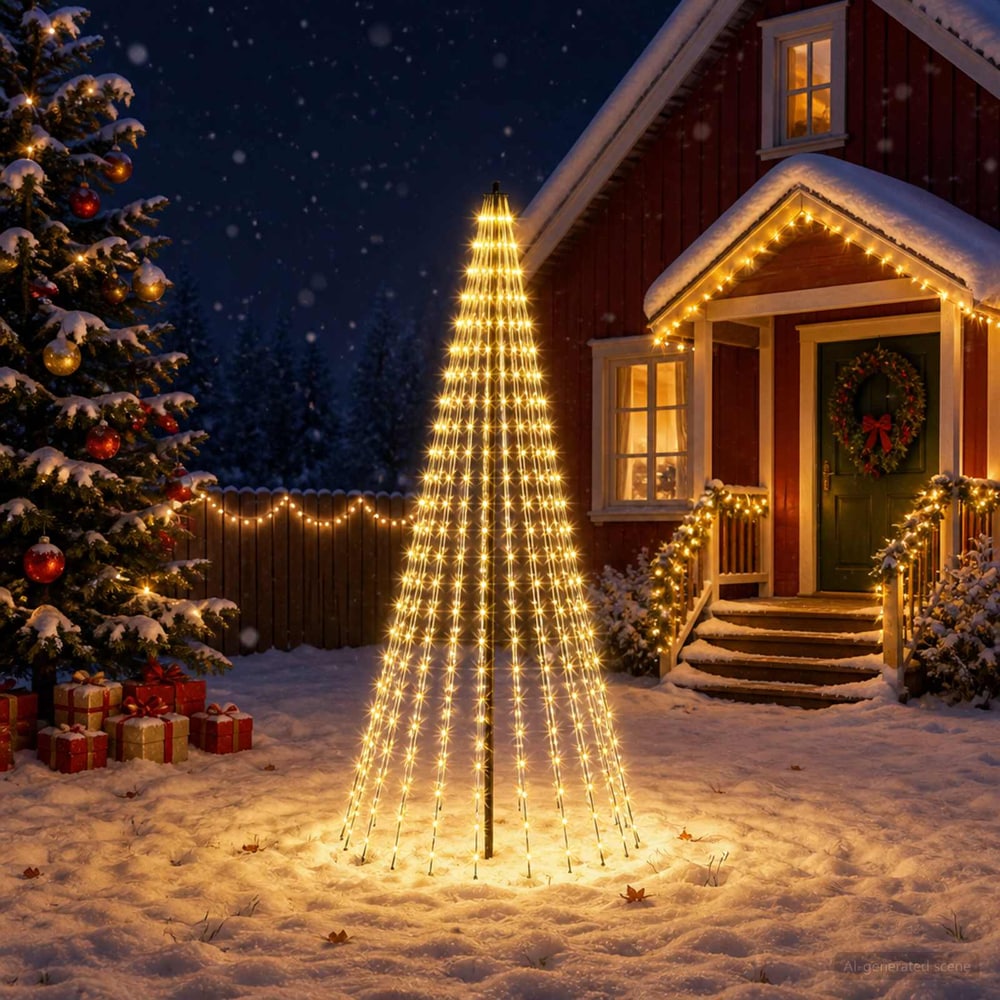 vidaXL LED Christmas Tree EKENAS 270 LEDs Warm White Steel