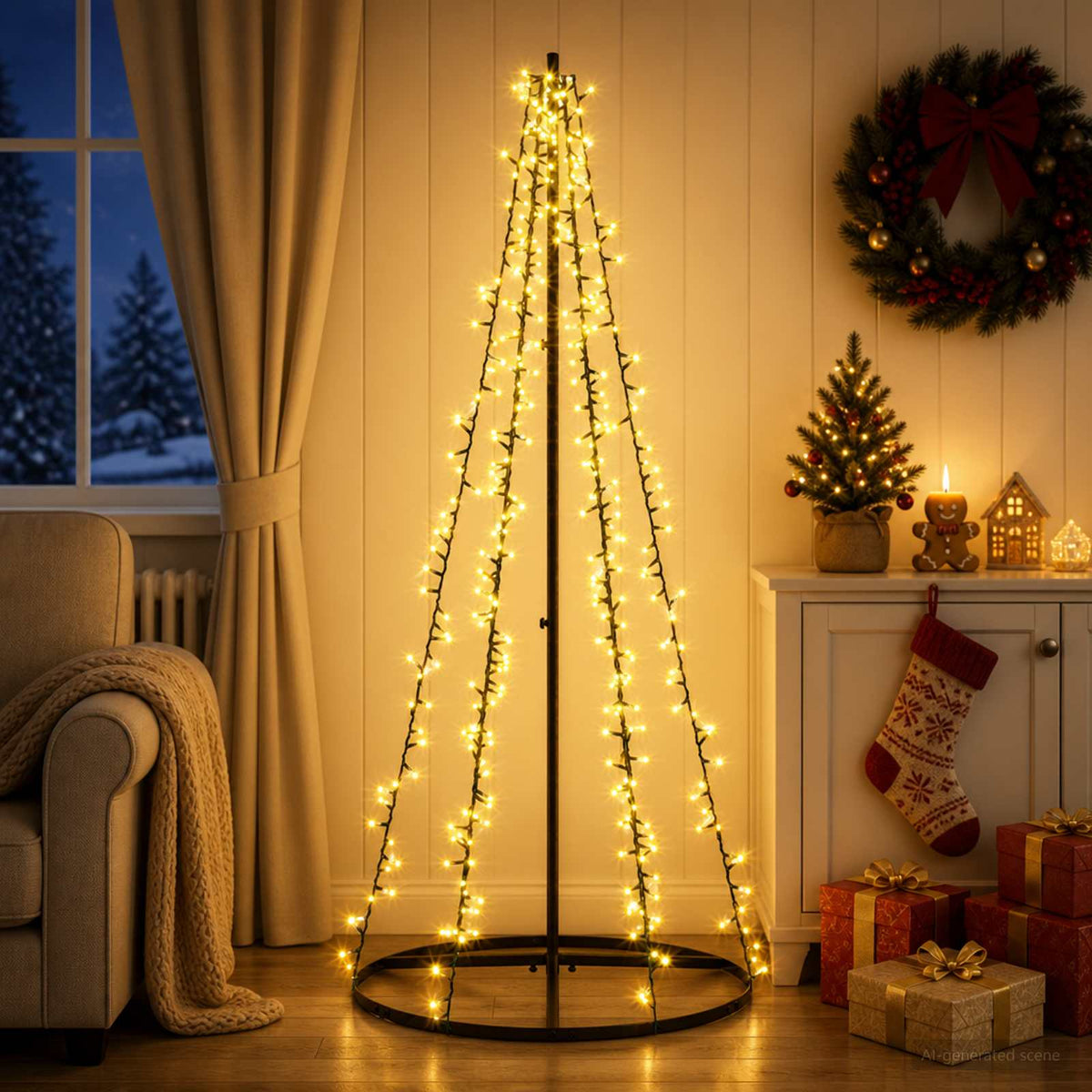LED Christmas Tree EKENAS 540 LEDs Warm White Steel 165 cm