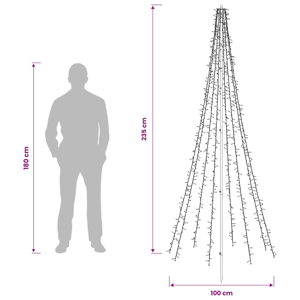 LED Christmas Tree EKENAS 540 LEDs Warm White Steel 235 cm