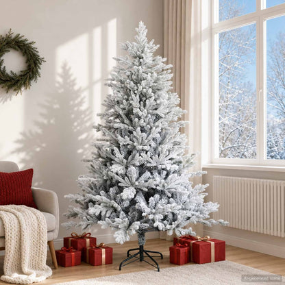 Artificial Christmas Tree with Bauble 150 LEDs Green and White 180 cm without LED