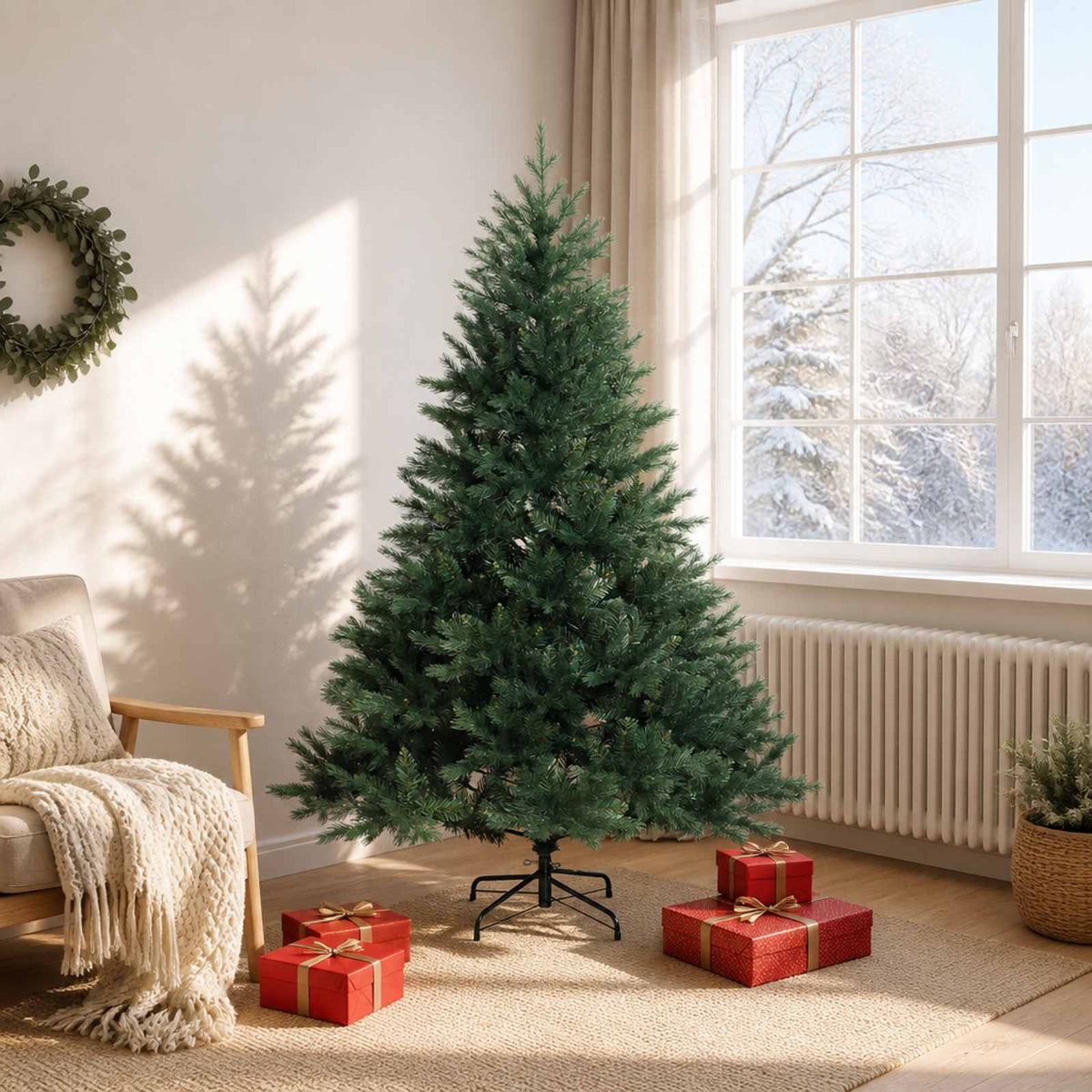 Artificial Christmas Tree with Bauble 300 LEDs Green Height 180 cm without LED