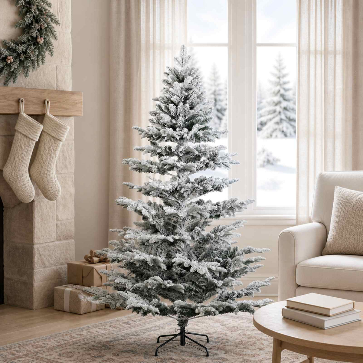 Artificial Christmas Tree with Bauble 150 LEDs Green and White 150 cm without LED