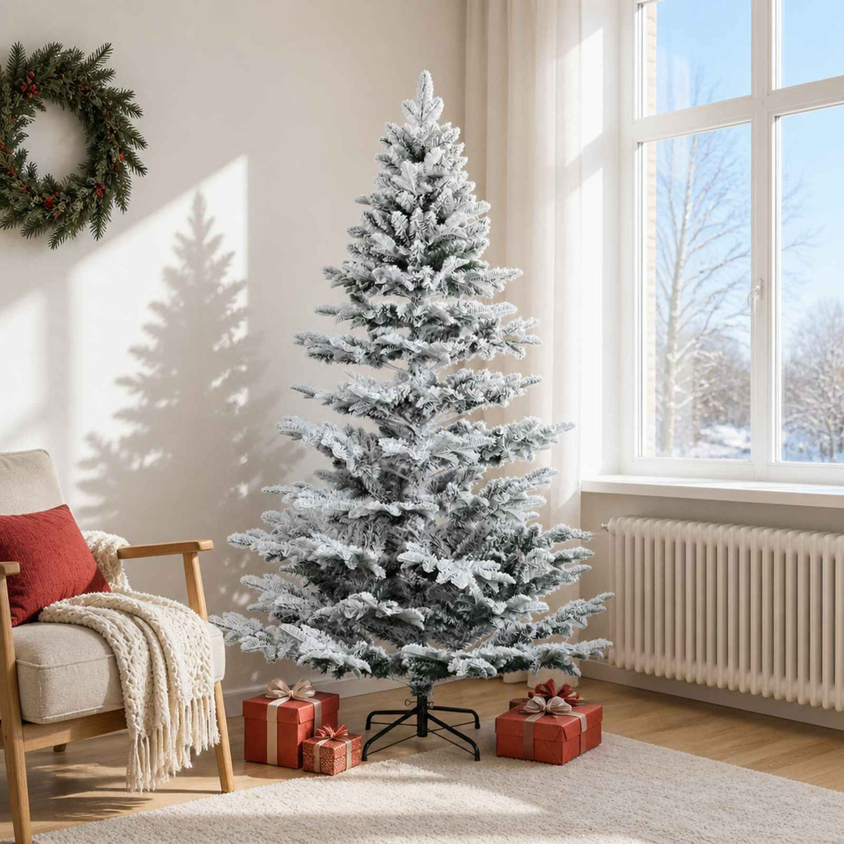 Artificial Christmas Tree with Bauble 150 LEDs Green and White 180 cm without LED