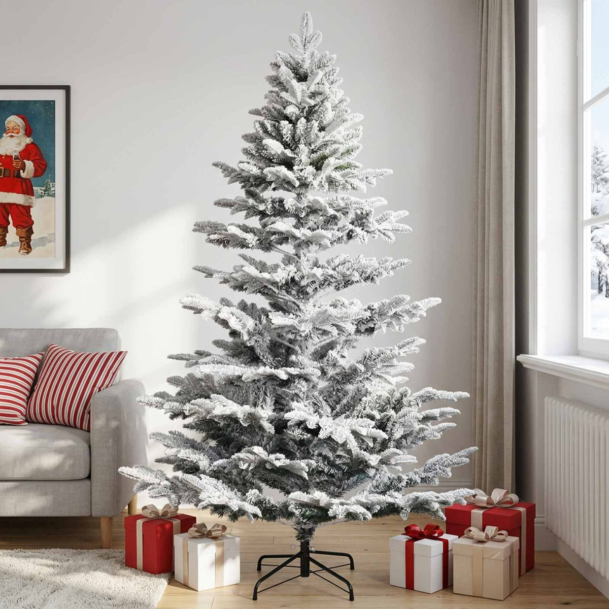 Artificial Christmas Tree with Bauble 150 LEDs Green and White 210 cm without LED