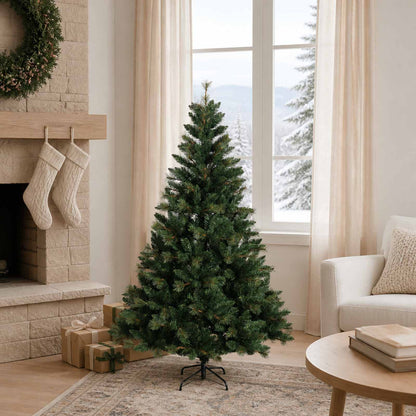 vidaXL Artificial Hinged Christmas Tree 150 cm PVC and Metal Green 1