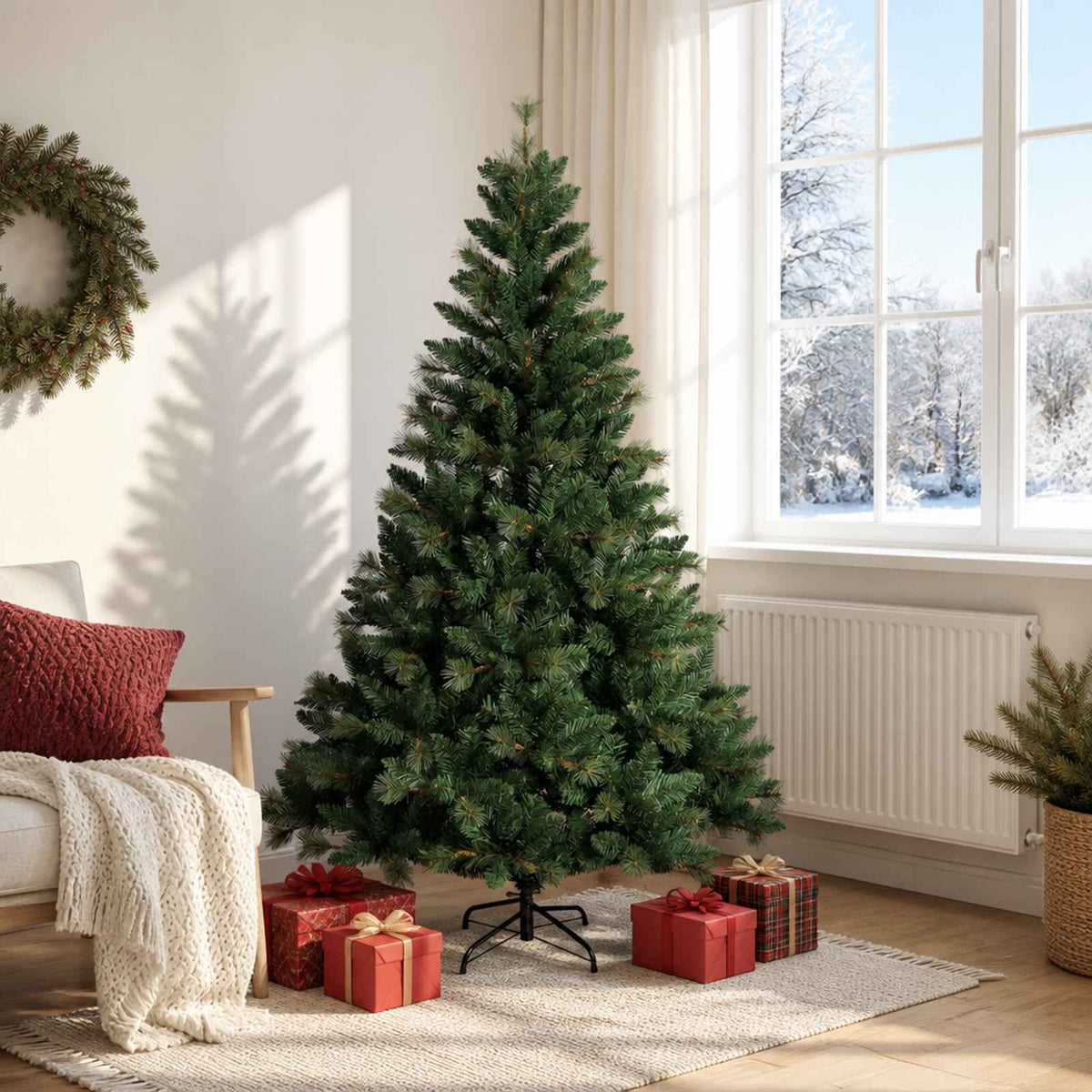 Artificial Christmas Tree with Bauble 300 LEDs Green Height 180 cm without LED