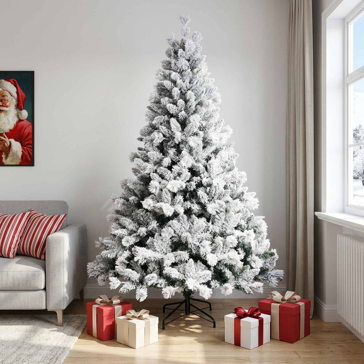 Artificial Christmas Tree Bauble LEDs Green White Height without LED