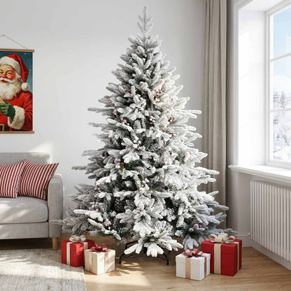 Artificial Christmas Tree with Bauble 300 LEDs Green and White 210 cm without LED