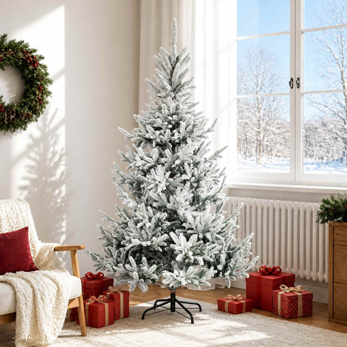 Artificial Christmas Tree with Bauble 300 LEDs Green and White 180 cm without LED