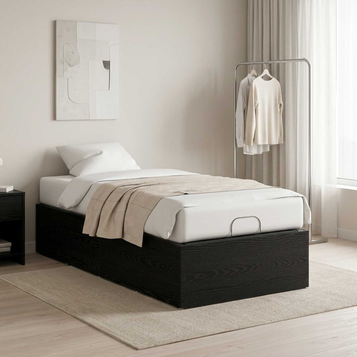 vidaXL Bed Surround for Adjustable Bed Base Black Oak 90 x 200 cm 1