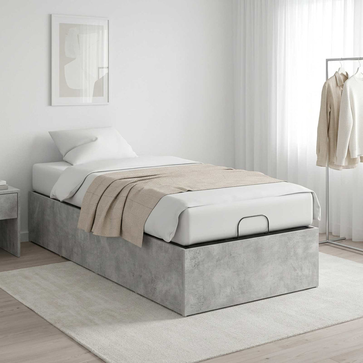 vidaXL Bed Surround for Adjustable Bed Base Concrete Grey 70 x 200 cm 1