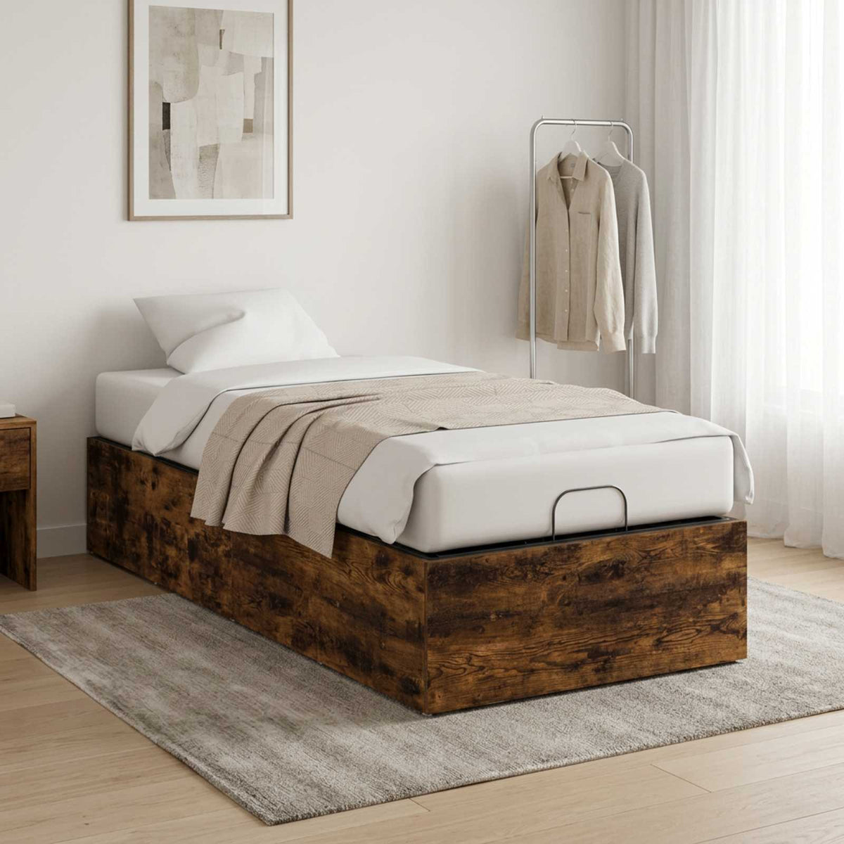 Bed Surround for Adjustable Bed Base 80 x 200 cm Length 200 cm Width 80 cm Smoked oak