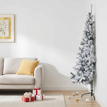 vidaXL Artificial Christmas Tree 210 cm PVC and Steel Green and White 3