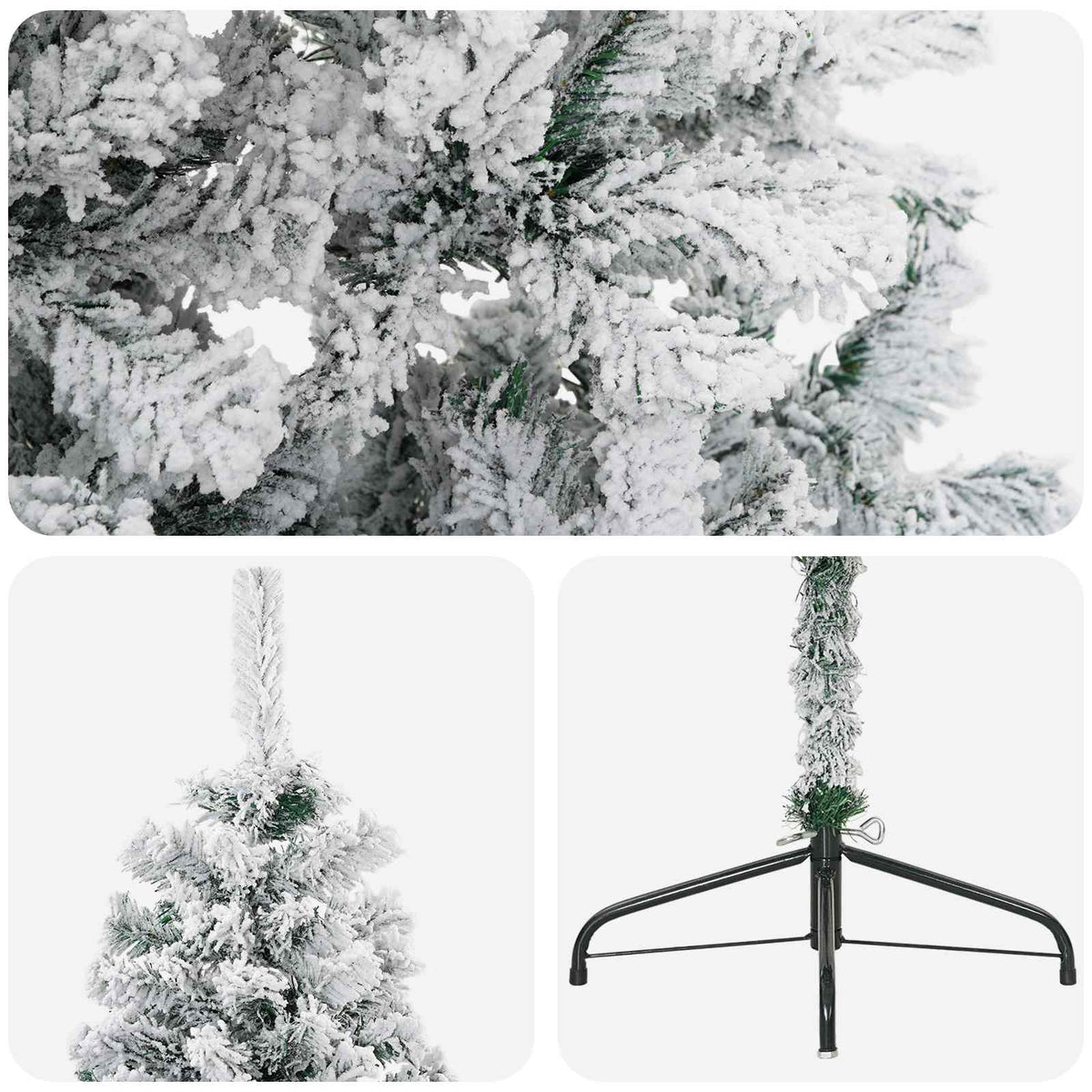 vidaXL Artificial Christmas Tree 210 cm PVC and Steel Green and White 6
