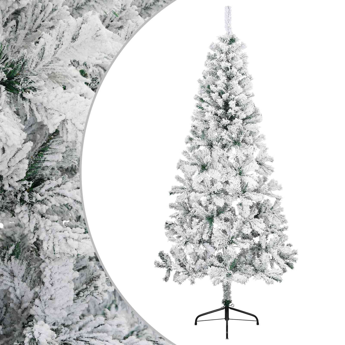 vidaXL Artificial Christmas Tree 210 cm PVC and Steel Green and White 2