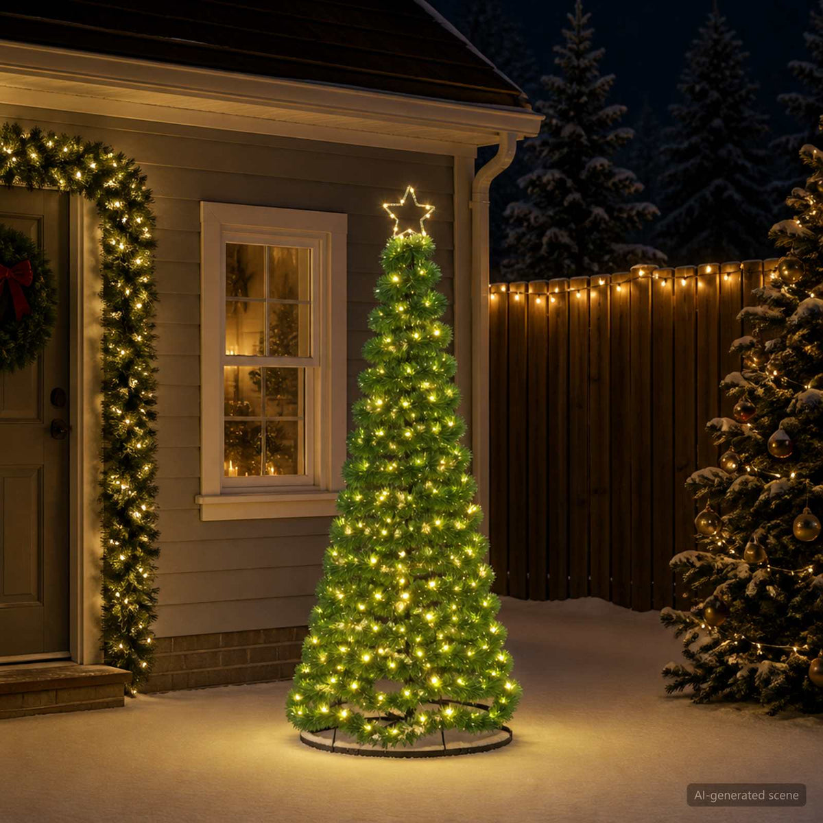LED Tinsel Christmas Tree with Base EKENAS 220 LEDs Warm white