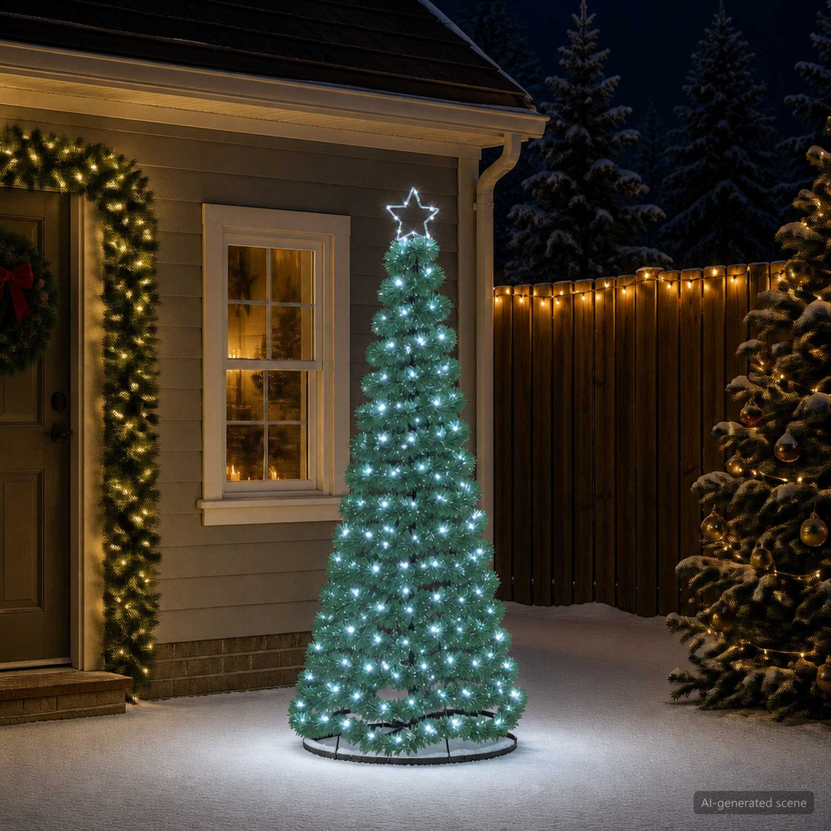 LED Tinsel Christmas Tree with Base EKENAS 220 LEDs Cold white