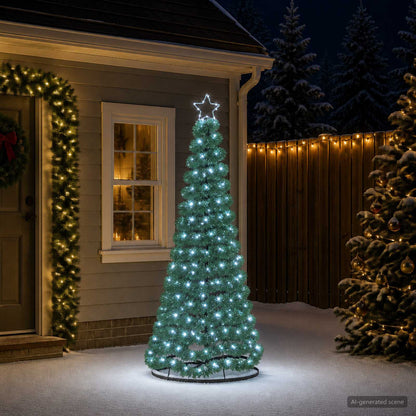 LED Tinsel Christmas Tree with Base EKENAS 220 LEDs Cold white