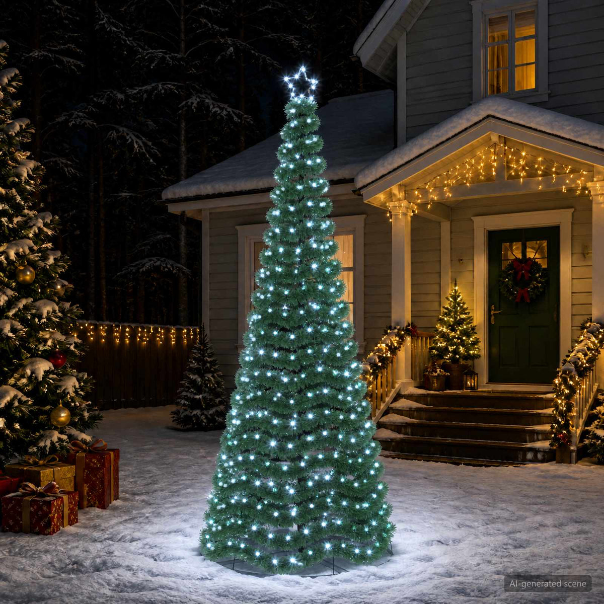 vidaXL LED Tinsel Christmas Tree with Base EKENAS 220 LEDs