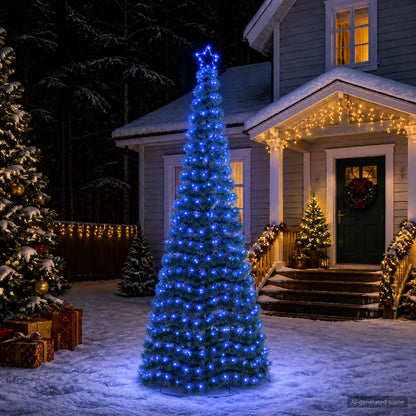 vidaXL LED Tinsel Christmas Tree with Base EKENAS 220 LEDs