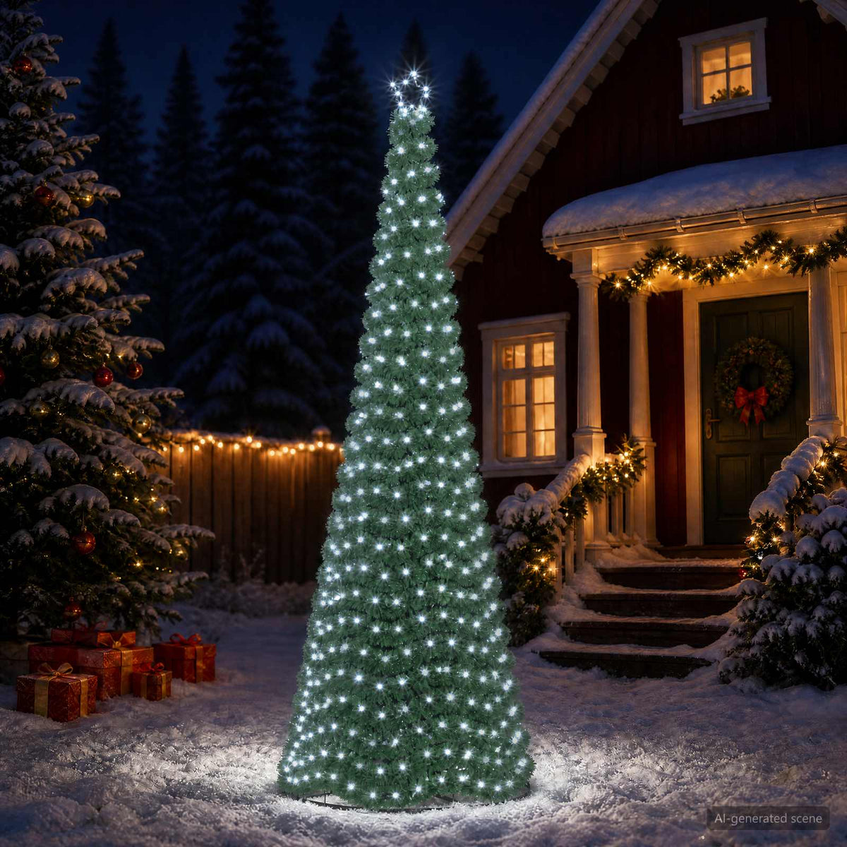 vidaXL LED Tinsel Christmas Tree with Base EKENAS 220 LEDs