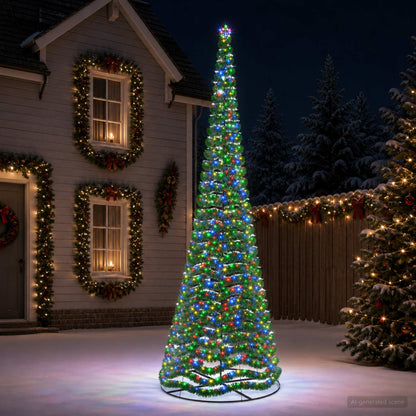 vidaXL LED Tinsel Christmas Tree with Base EKENAS 220 LEDs