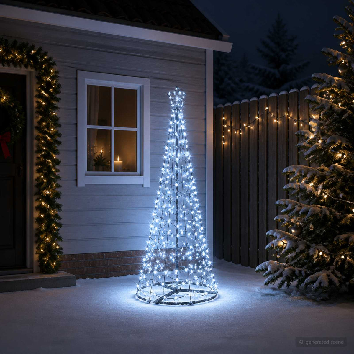 LED Spiral Christmas Tree with Base EKENAS 220 LEDs Cold white