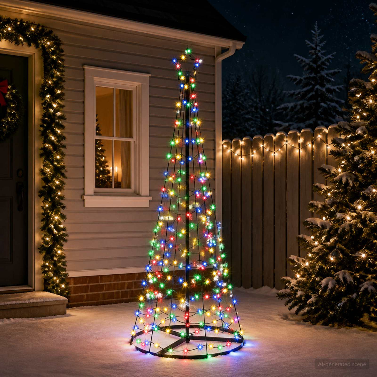 LED Spiral Christmas Tree with Base EKENAS 220 LEDs Multicolour