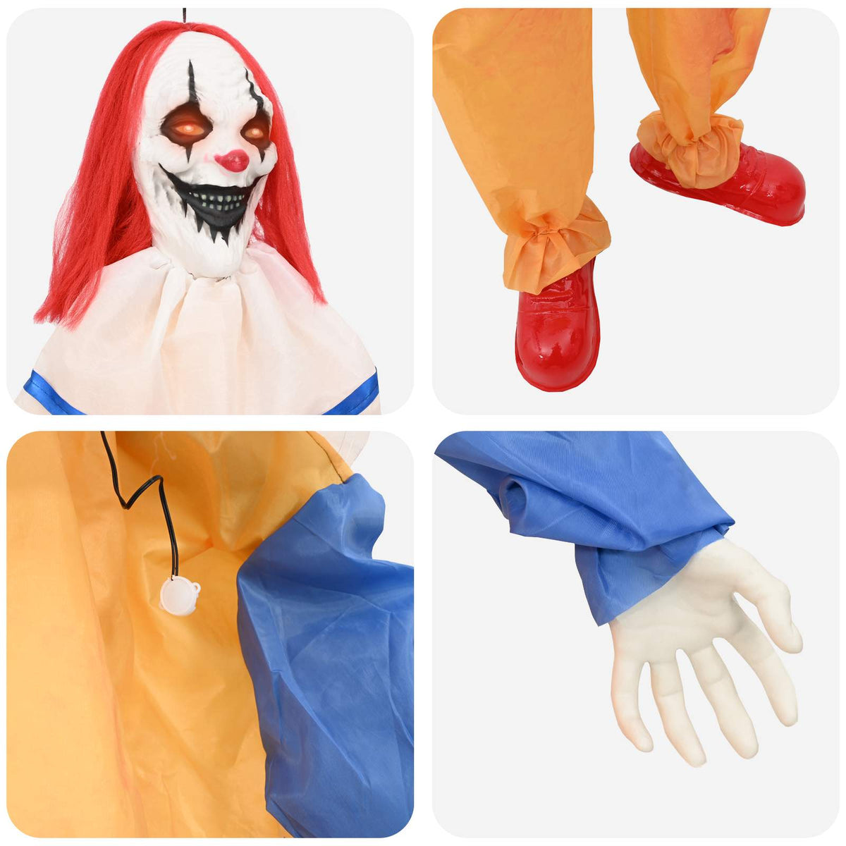 vidaXL Halloween Scary Clown SPOOKA Yellow and Blue 126.5 x 180 cm 6
