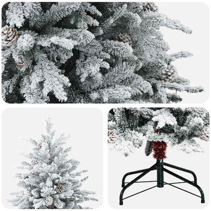 vidaXL Artificial Hinged Christmas Tree 240 cm steel Green and White 4