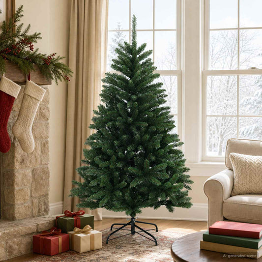 vidaXL Artificial Hinged Christmas Tree 150 cm PVC Medium Green 1