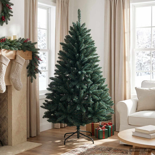 vidaXL Artificial Hinged Christmas Tree 150 cm PVC Dark Green 1