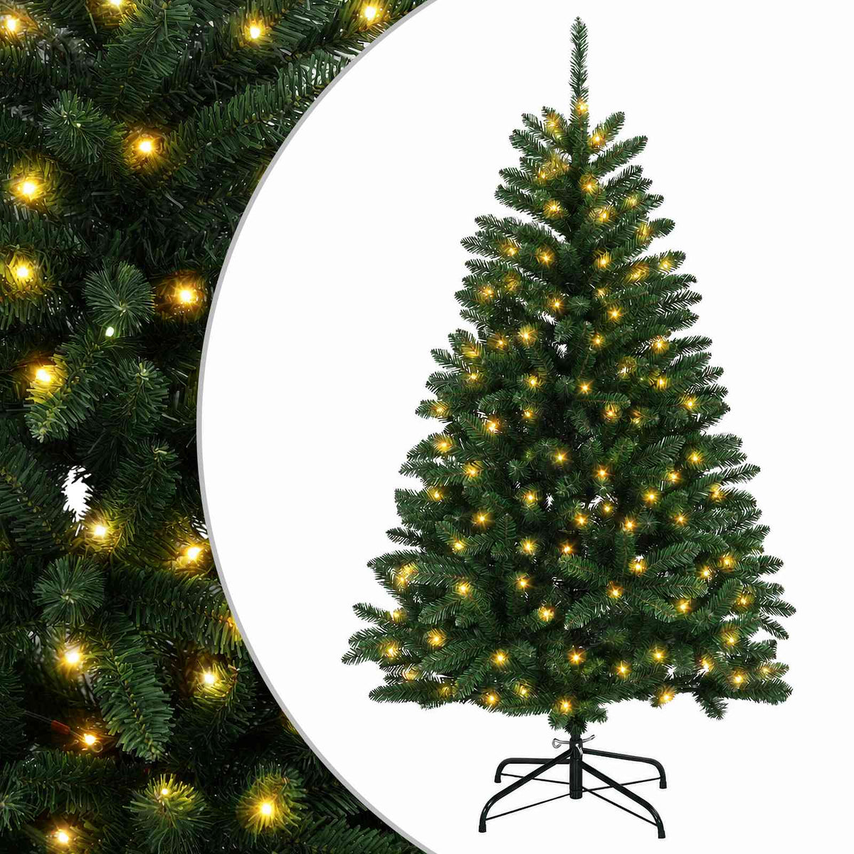 vidaXL Artificial Hinged Christmas Tree 150 cm 150 LEDs Warm White 2