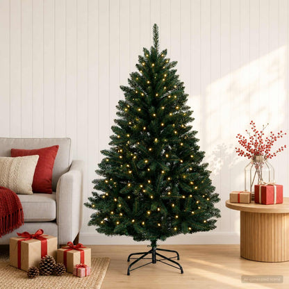 vidaXL Artificial Christmas Tree with Bauble 150 cm Dark Green Ø 80 x 150 cm