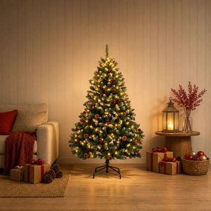 vidaXL Artificial Hinged Christmas Tree 120 cm 150 LEDs Warm White 3