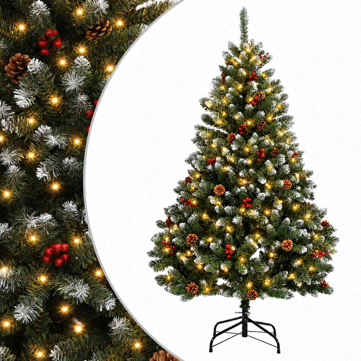 vidaXL Artificial Hinged Christmas Tree 120 cm 150 LEDs Warm White 2