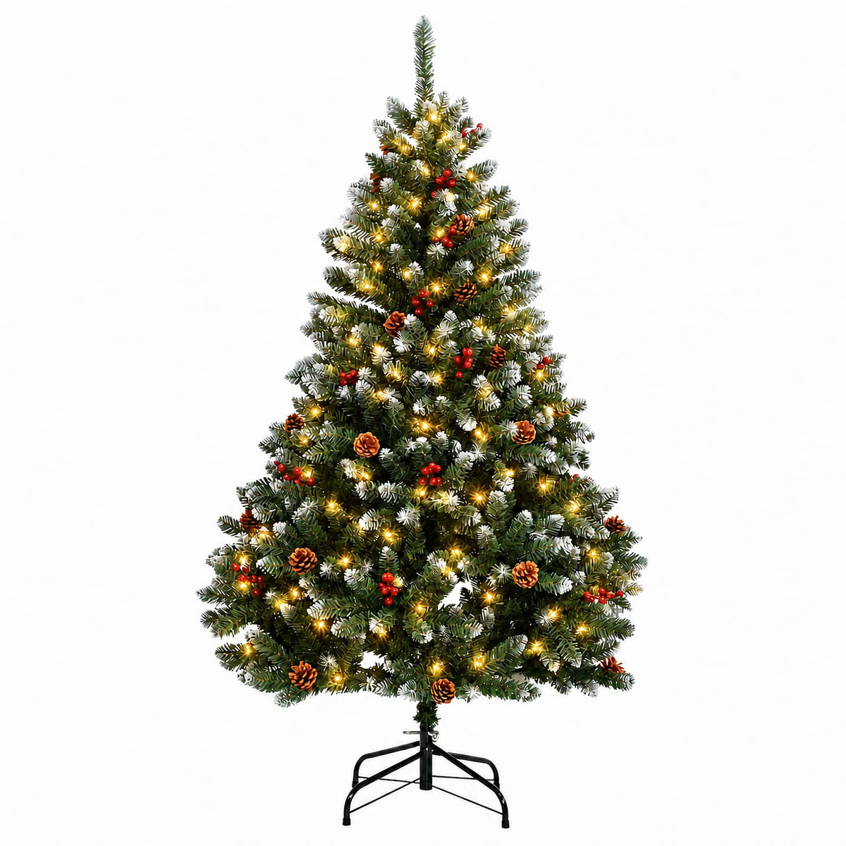 vidaXL Artificial Hinged Christmas Tree 120 cm 150 LEDs Warm White 4