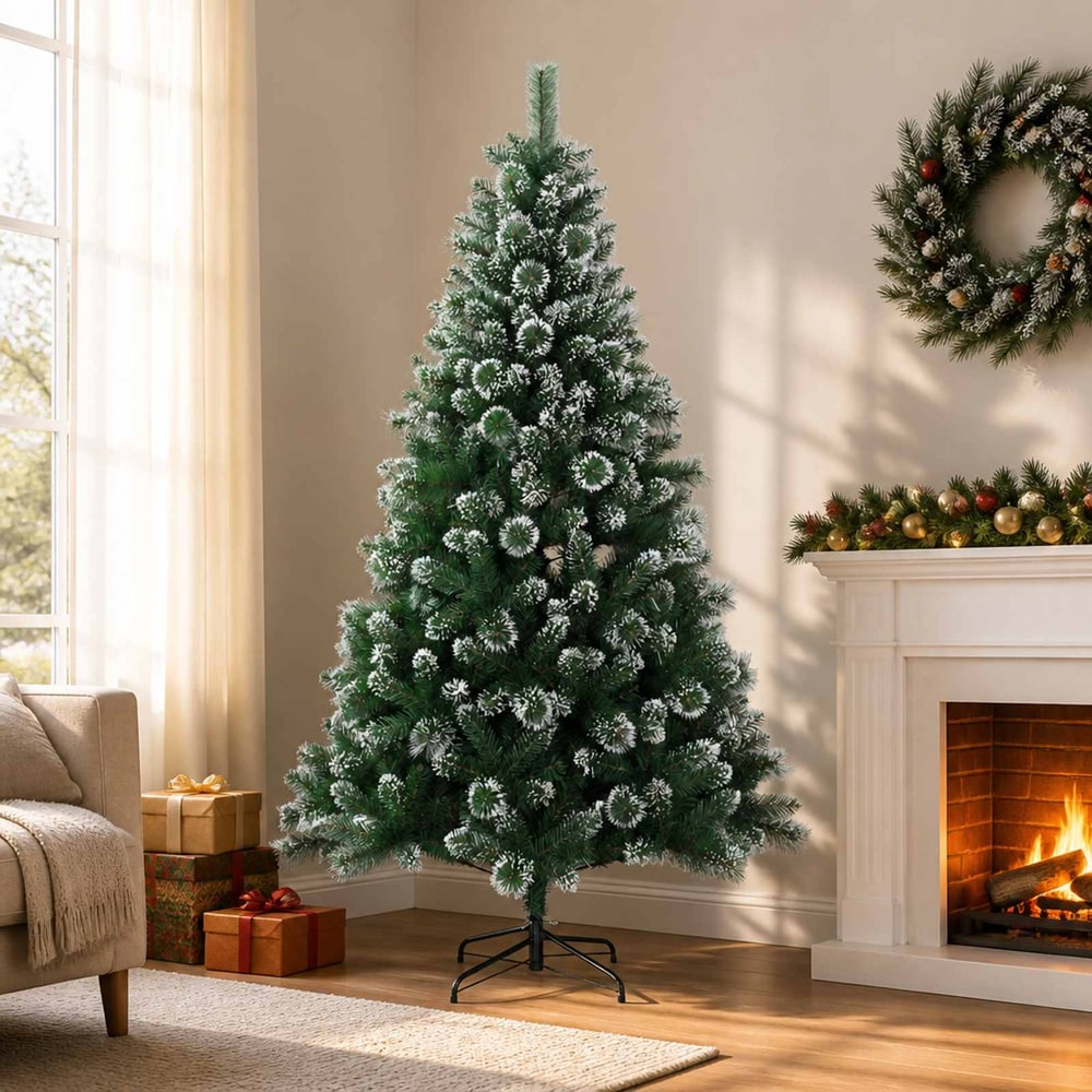 Artificial Christmas Tree PVC and Metal Green 210 cm