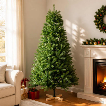 vidaXL Artificial Christmas Tree 120 cm PVC and Solid Pine Wood Green 1