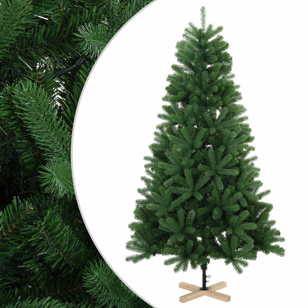 Artificial Christmas Tree PVC and Solid Pine Wood Green 120 cm