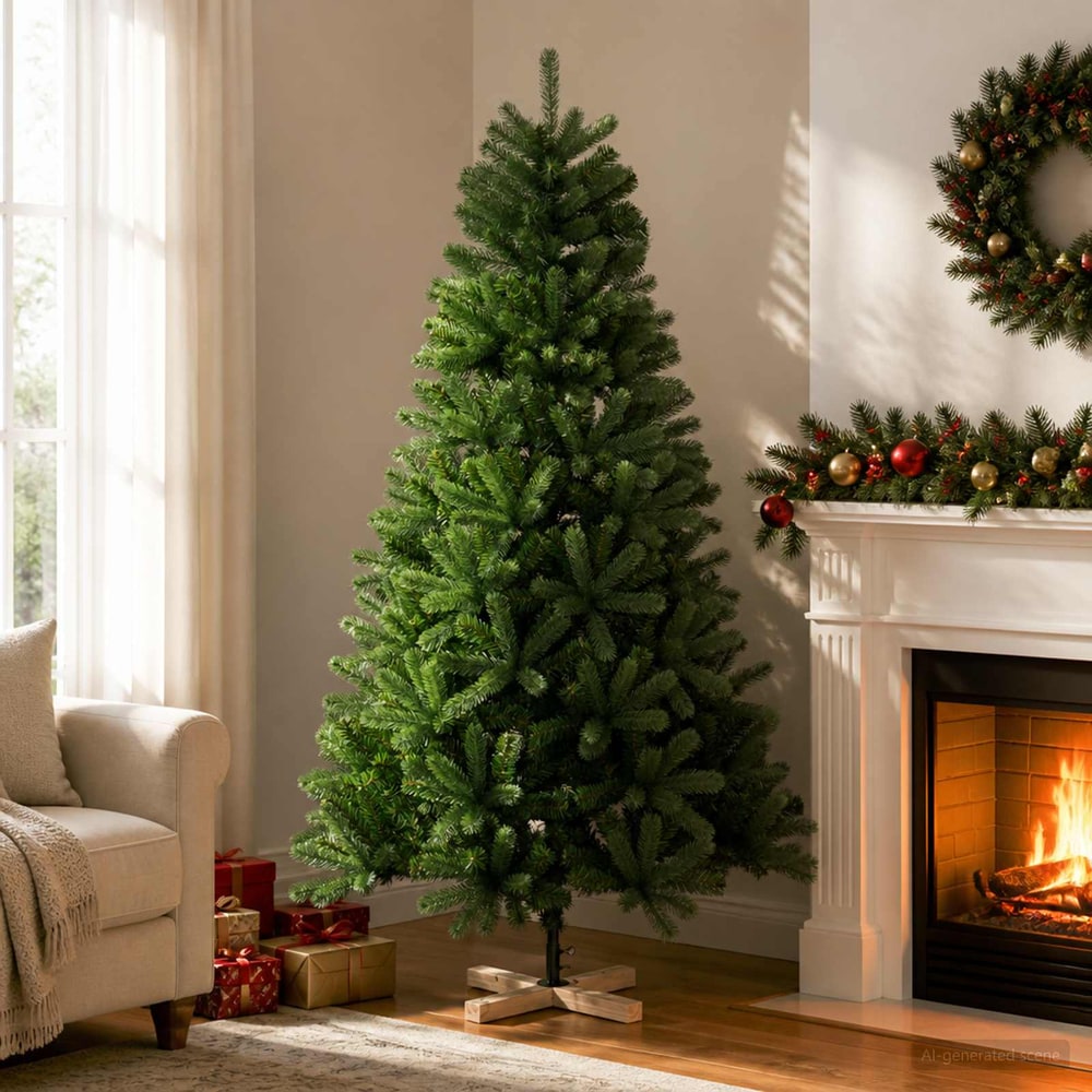 Artificial Christmas Tree PVC and Solid Pine Wood Green 240 cm