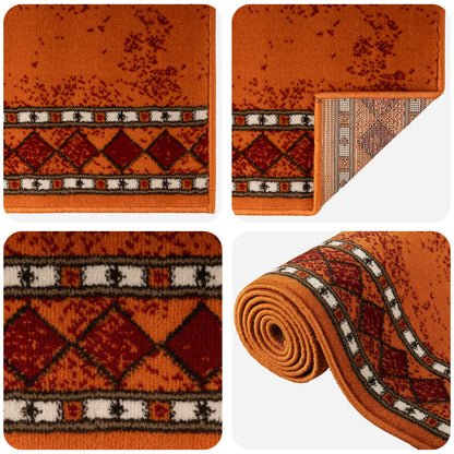 vidaXL Runner Rug FLORNES Woven Orange 67 x 400 cm PP 7 mm 3