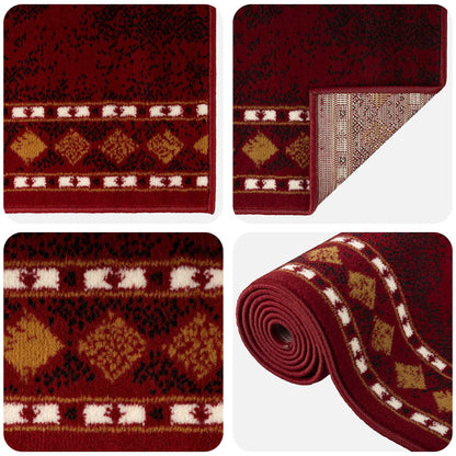 vidaXL Runner Rug FLORNES Woven Red 67 x 350 cm PP 7 mm 3