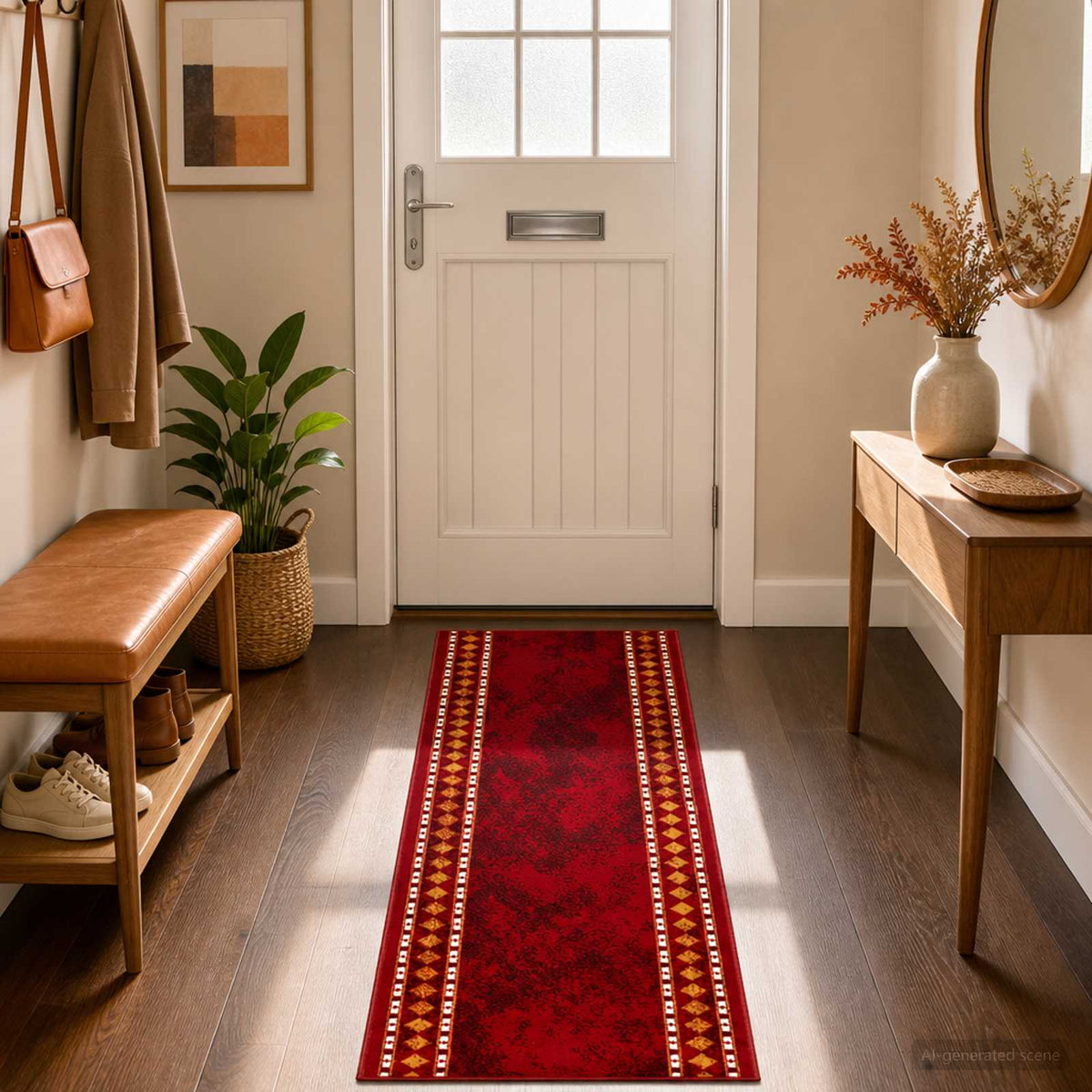 vidaXL Runner Rug FLORNES Woven Red 100 x 250 cm PP 7 mm 1
