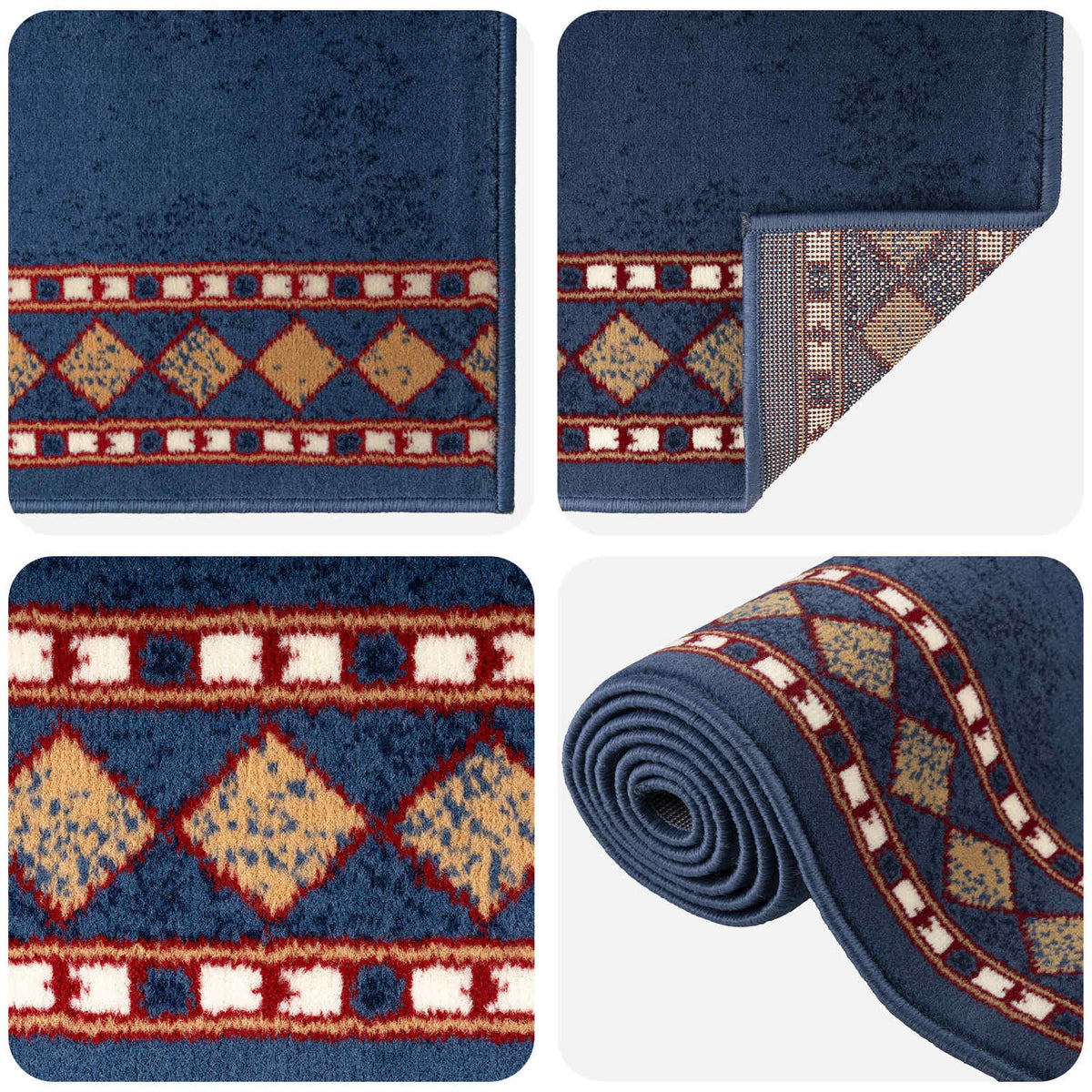 vidaXL Runner Rug FLORNES Woven Blue 80 x 300 cm PP 7 mm 3