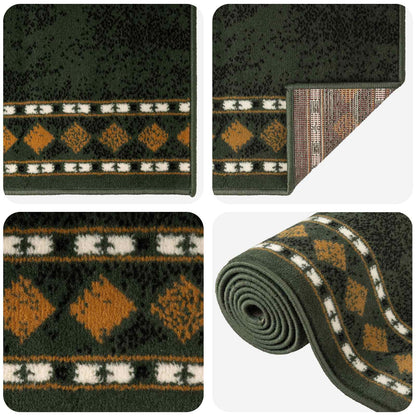 vidaXL Runner Rug FLORNES Woven Green 67 x 350 cm PP 7 mm 3