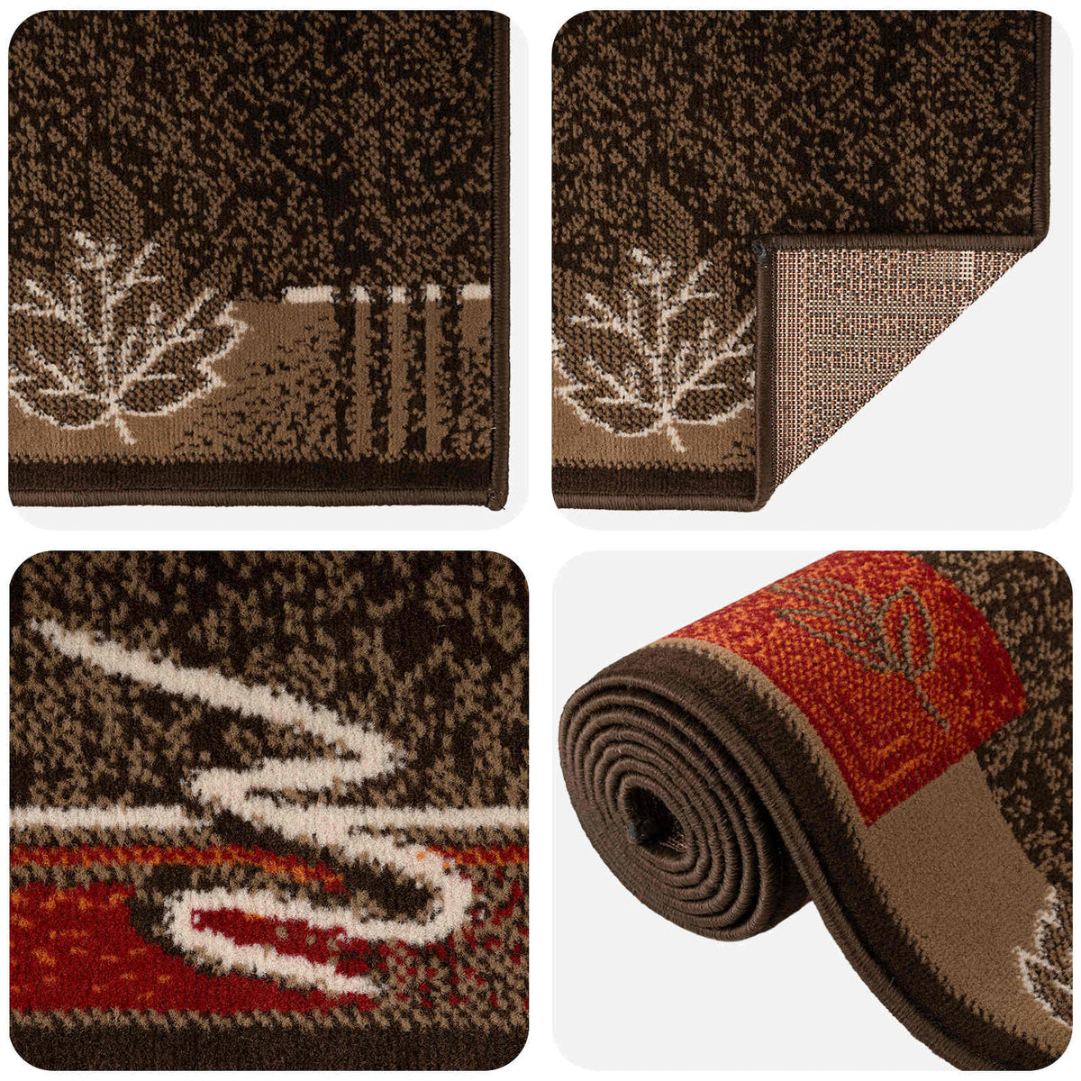 vidaXL Runner Rug FLORNES Woven Brown 67 x 350 cm PP 7 mm 3